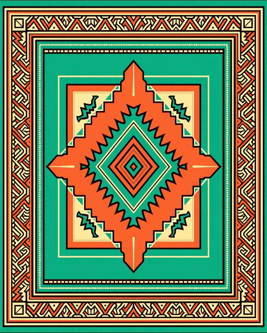 Bold Geometric Diamond Pattern Rug