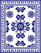 Elegant Blue Floral Motif Decor Rug