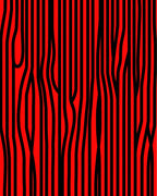 Bold Red Black Wavy Stripe Pattern Rug