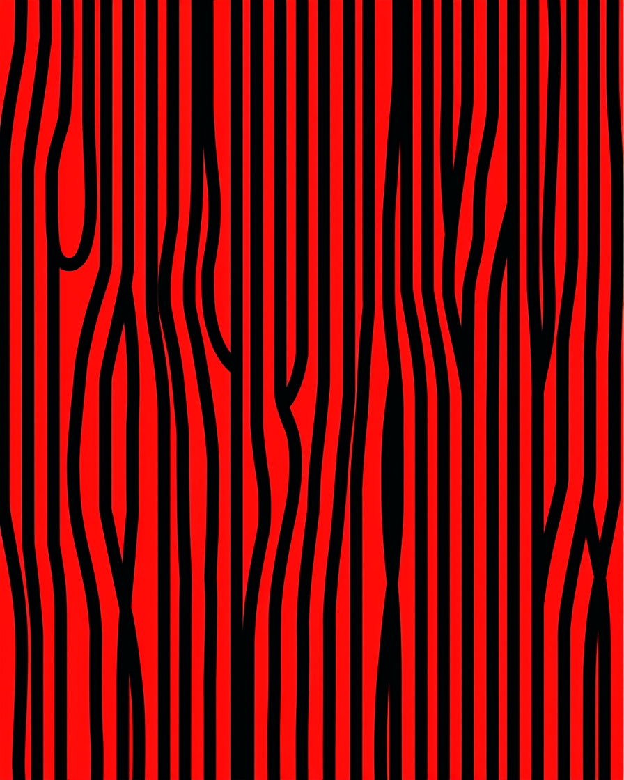 Bold Red Black Wavy Stripe Pattern Rug