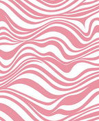 Pink White Wavy Stripe Pattern Rug