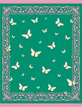 Teal White Butterfly Lace Border Rug