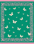 Teal White Butterfly Lace Border Rug