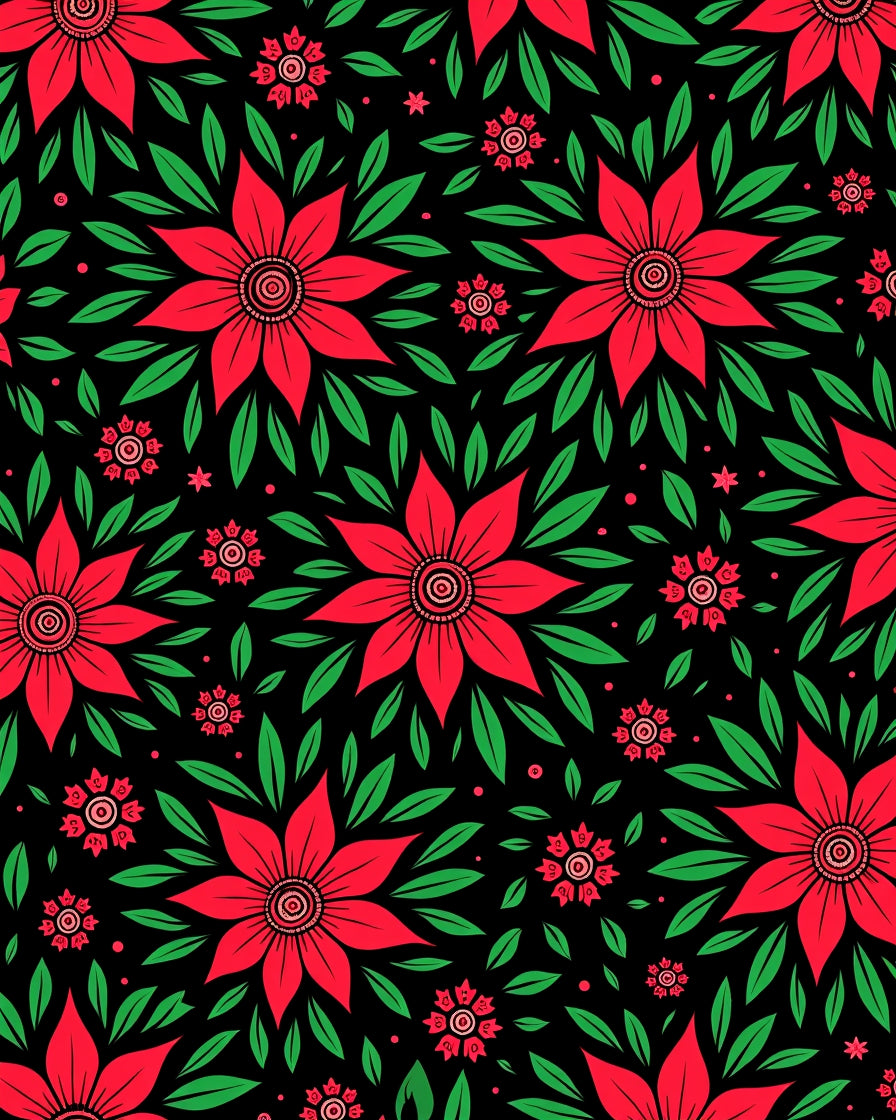 Red Scarlet Floral Arrangement Rug
