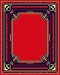 Bold Red Geometric Frame Design Rug