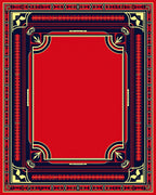 Bold Red Geometric Frame Design Rug