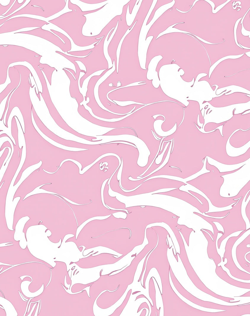 Soft Pink Fluid Swirl Art Rug