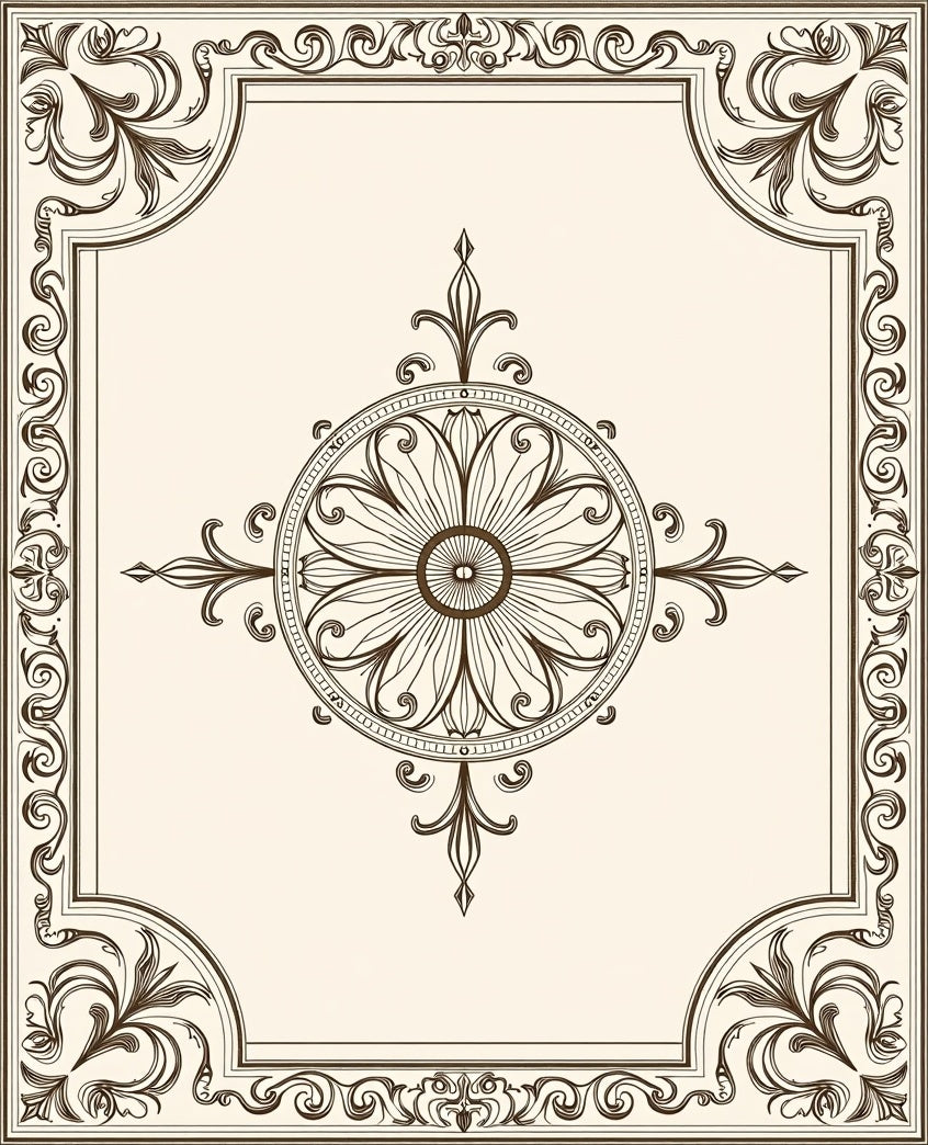 Elegant Floral Medallion Border Rug
