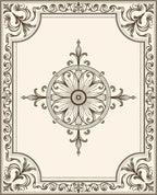 Elegant Floral Medallion Border Rug
