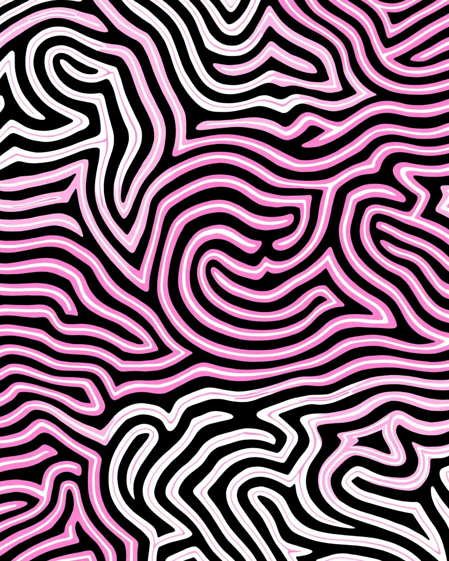 Abstract Pink White Lines Rug