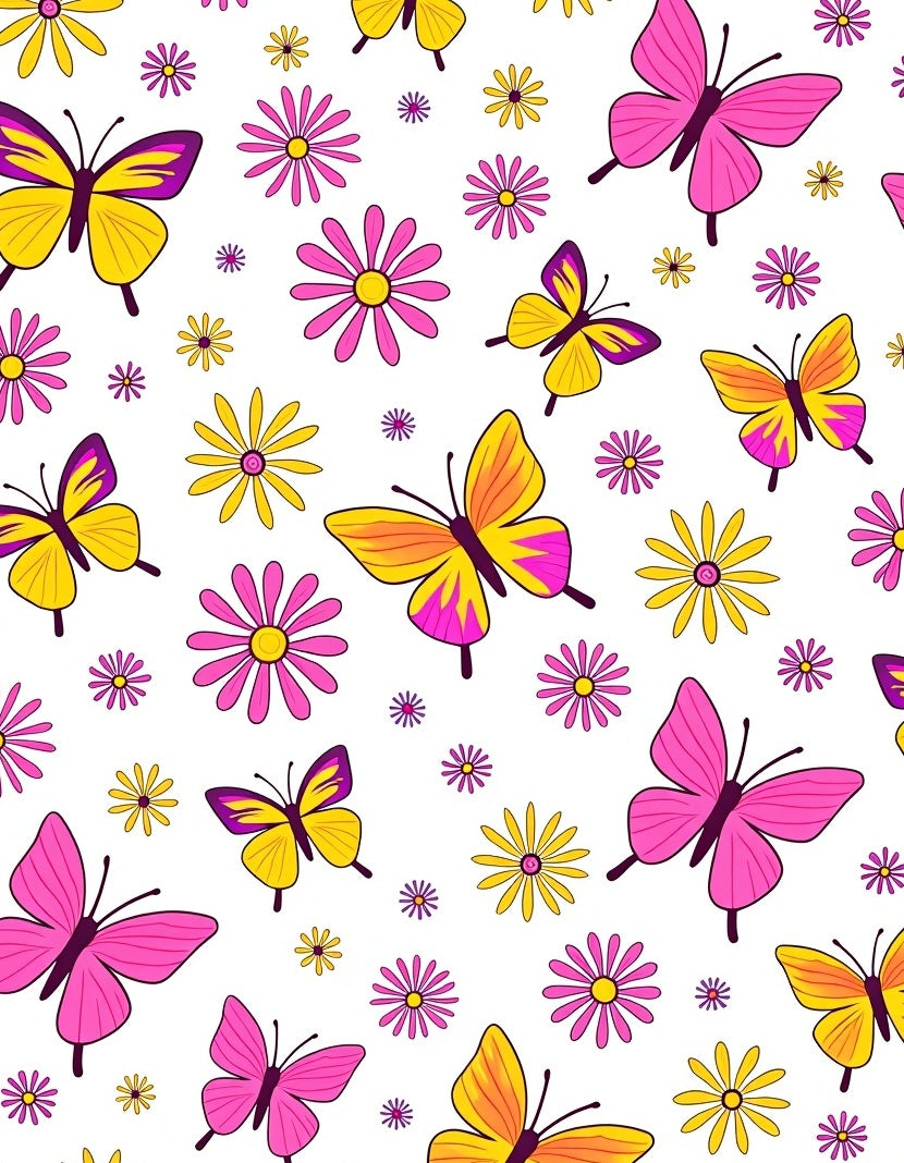 Retro Butterflies Flowers Pattern Rug