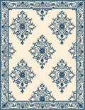 Classic Blue Floral Damask Design Rug