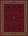 Rich Red Black Gold Scrollwork Rug