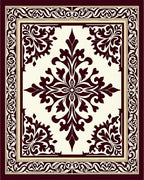 Ornate Damask Patterned Jewel Tone Rug