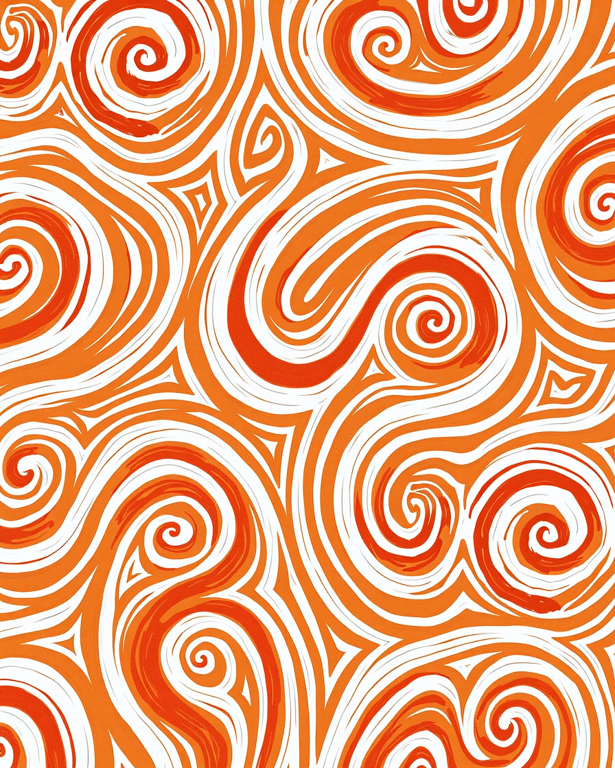 Orange Swirl Abstract Patterned Rug
