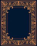 Ornate Floral Scrollwork Golden Border Rug