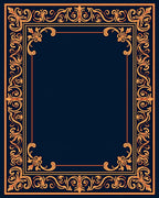 Ornate Floral Scrollwork Golden Border Rug