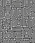Bold Black White Labyrinth Design Rug