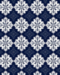 Classic Navy White Floral Pattern Rug