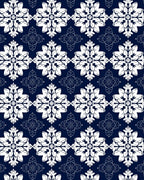 Classic Navy White Floral Pattern Rug