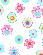 Bright Floral Pattern with Pink Blue Hues Rug