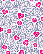 Pink Floral Heart Contour Pattern Rug