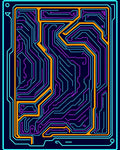 Circuit Board Pattern With Neon Lines Rug