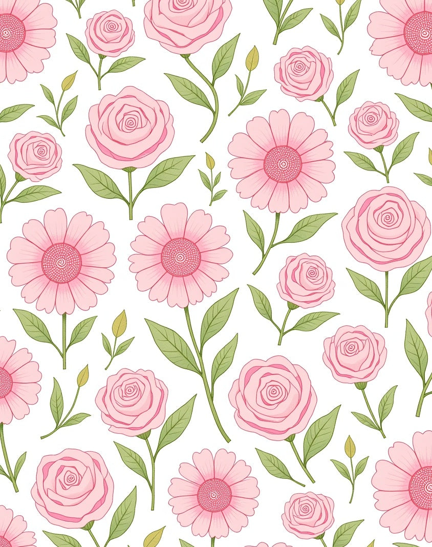 Soft Pink Rose and Daisy Blossom Rug
