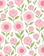 Soft Pink Rose and Daisy Blossom Rug