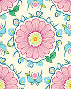 Pink Blue Floral Medallion Pattern Rug