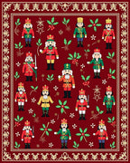 Festive Red Nutcracker Soldier Garland Rug