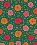 Floral Rose Pattern With Leaves Rug