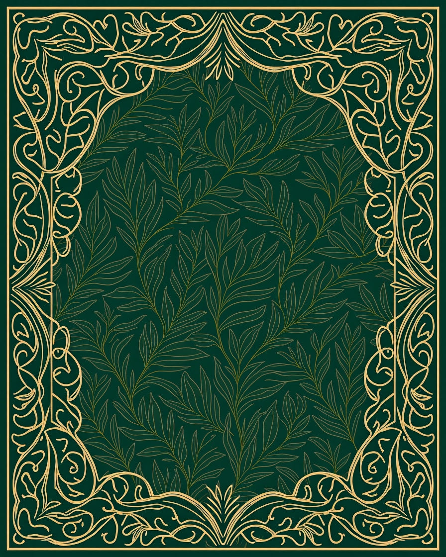 Elegant Leaf Patterned Frame Rug