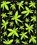 Neon Green Silhouette Petal Scatter Rug