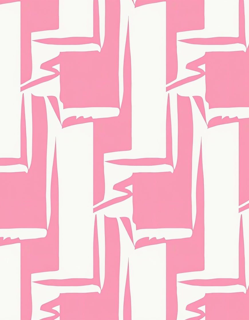 Abstract Pink Geometric Block Design Rug