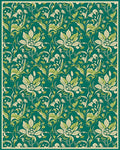 Emerald Green Floral Vine Classic Pattern Rug