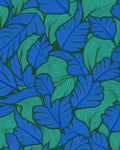 Bold Blue Green Leaf Pattern Rug