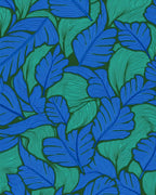 Bold Blue Green Leaf Pattern Rug