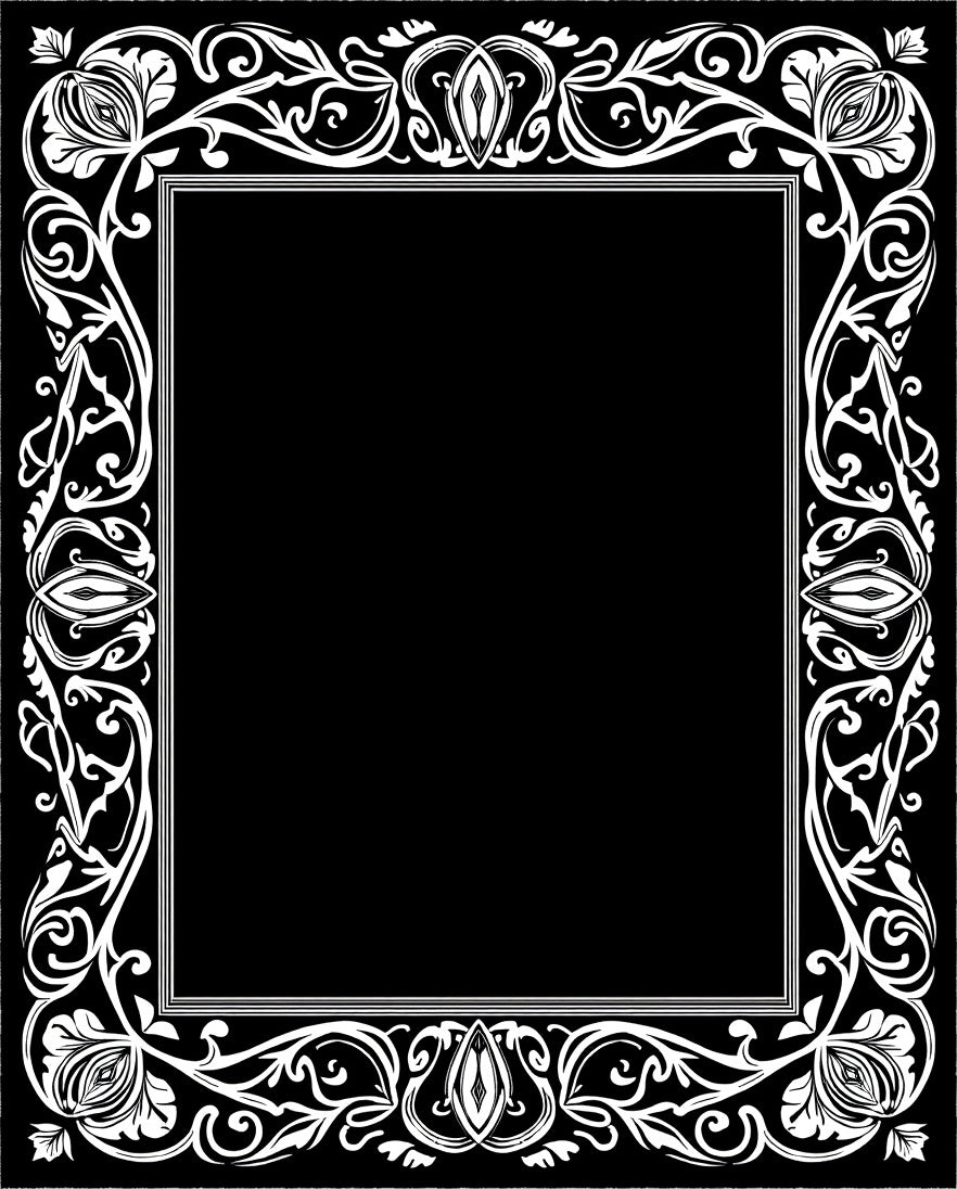 Black And White Floral Border Design Rug