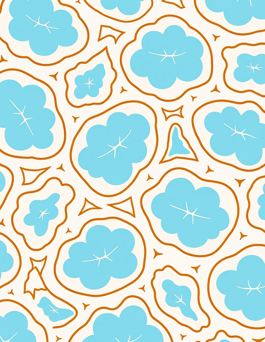 Abstract Blue Cloud Pattern Rug