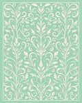 Mint Green Floral Scrollwork Pattern Rug