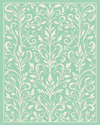 Mint Green Floral Scrollwork Pattern Rug