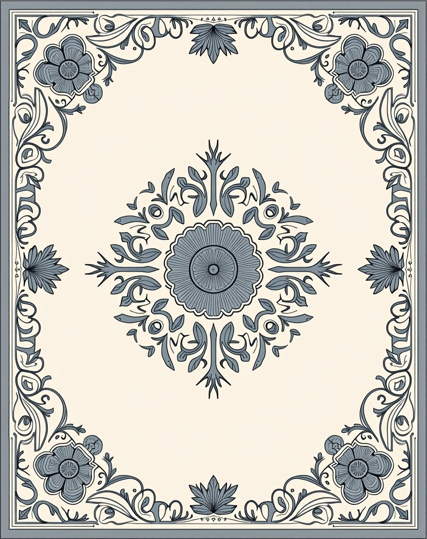 Classic Floral Scrollwork Medallion Rug