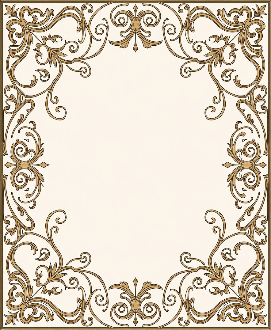 Scrollwork Golden Vintage Pattern Rug