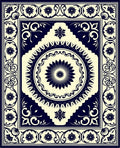 Classic Floral Medallion Ivory Navy Rug
