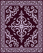 Ornate Floral Scrollwork Damask Pattern Rug