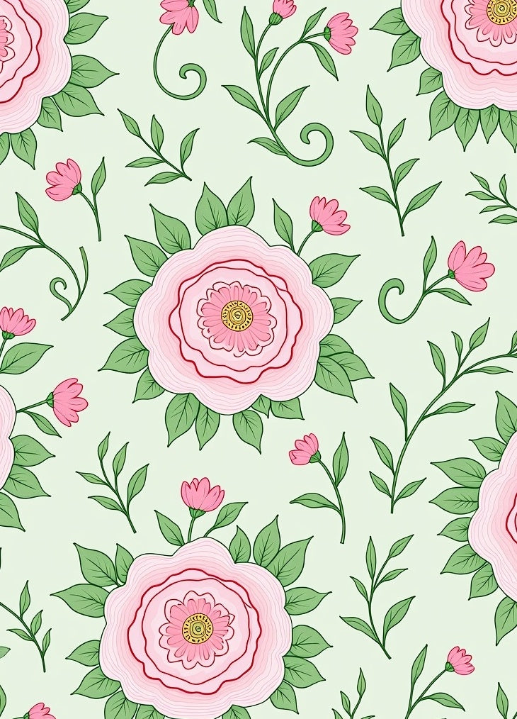 Pink Rose Vine Garden Art Rug