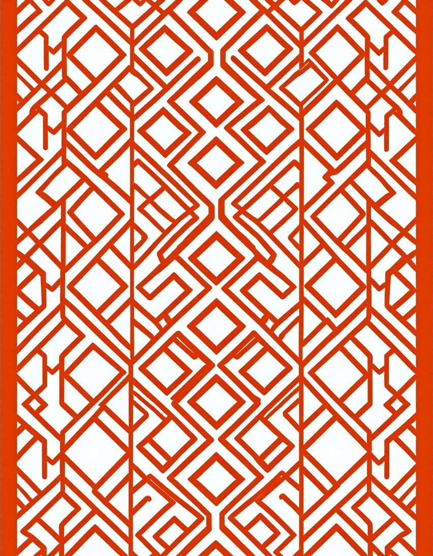 Bold Orange Interlocking Diamond Pattern Rug