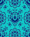Deep Blue Floral Symmetry Rug