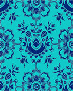 Deep Blue Floral Symmetry Rug